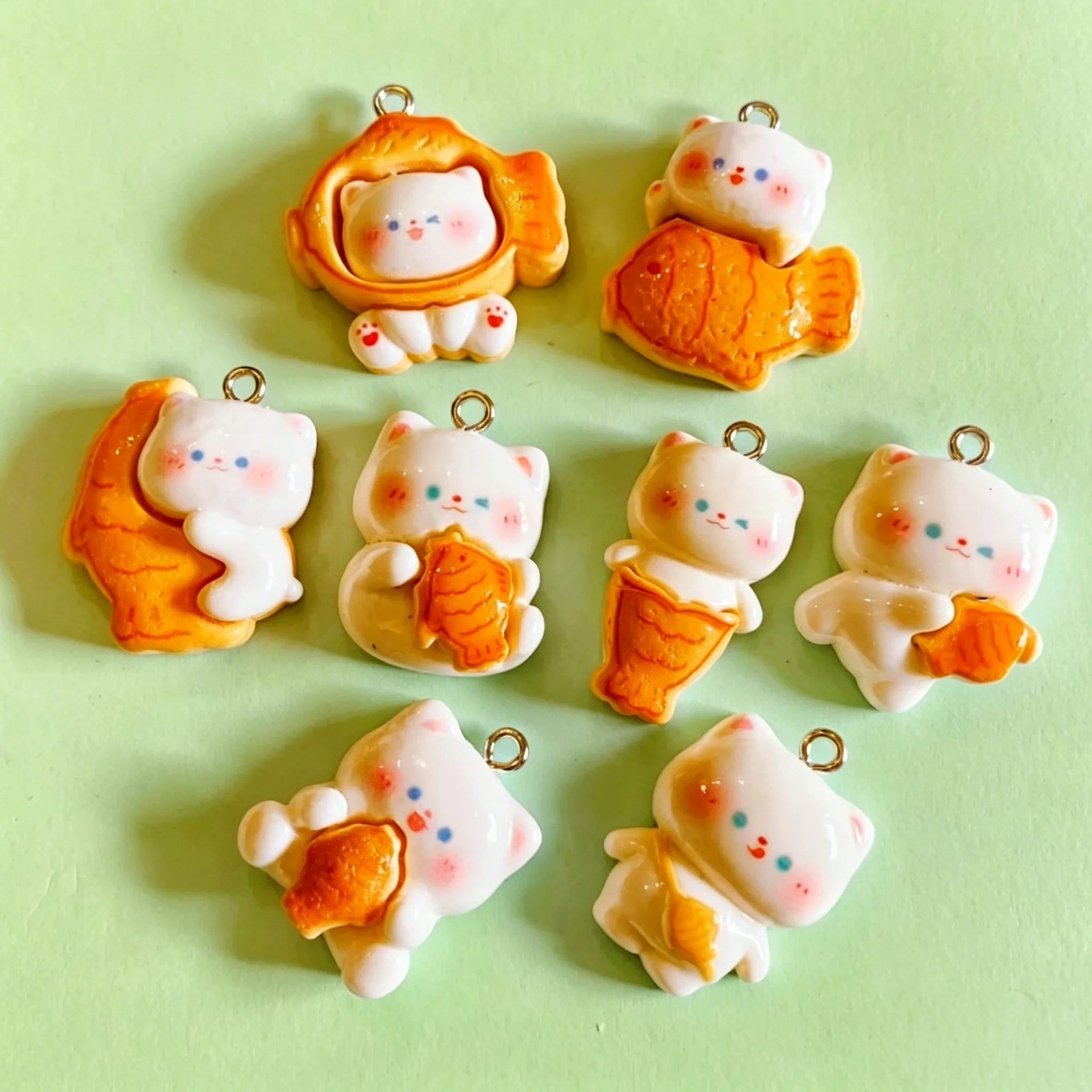 10pcs/lot Cute 3D Taiyaki Cat  - огляд і ціна Resin Craft Material