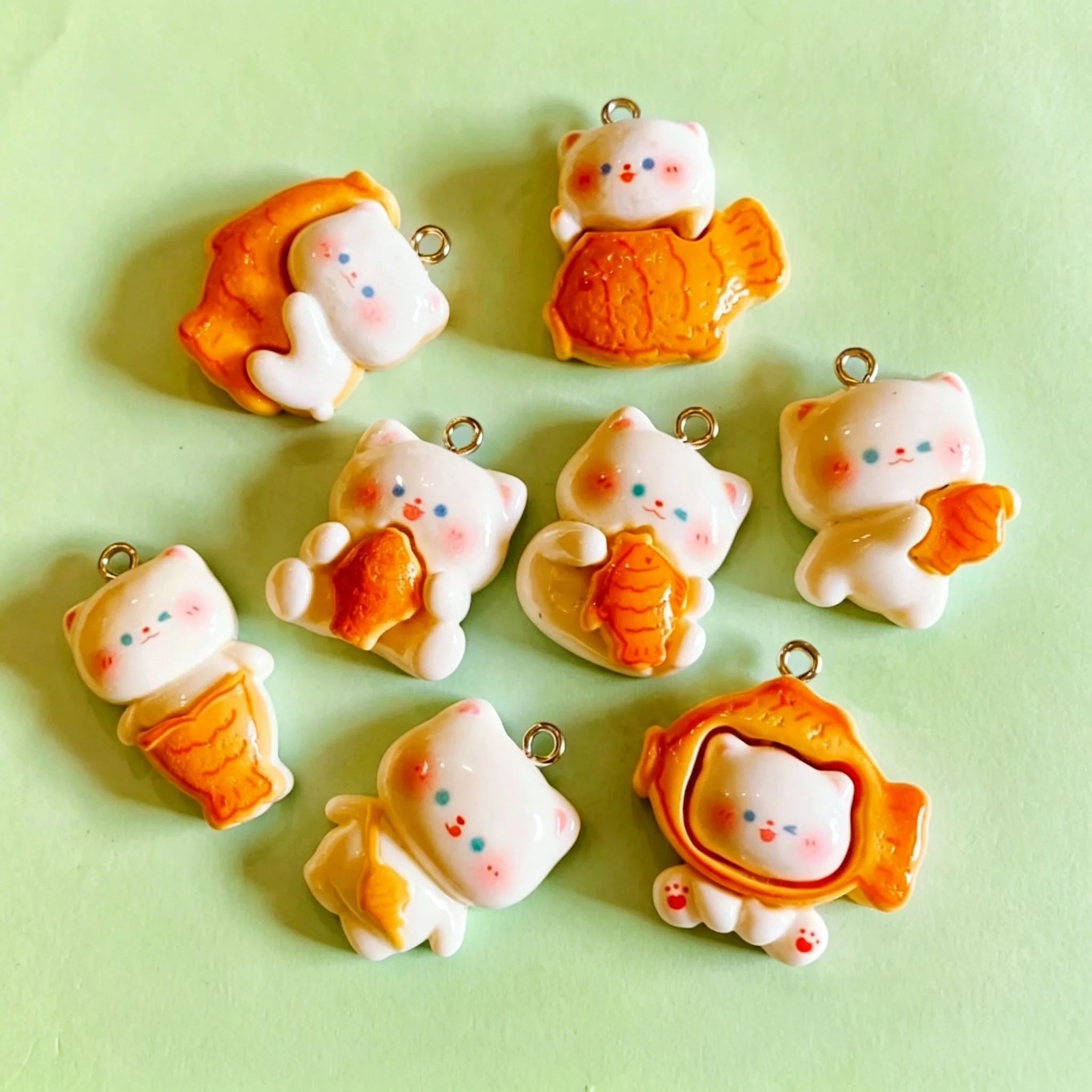 10pcs/lot Cute 3D Taiyaki Cat  - огляд і ціна Resin Craft Material