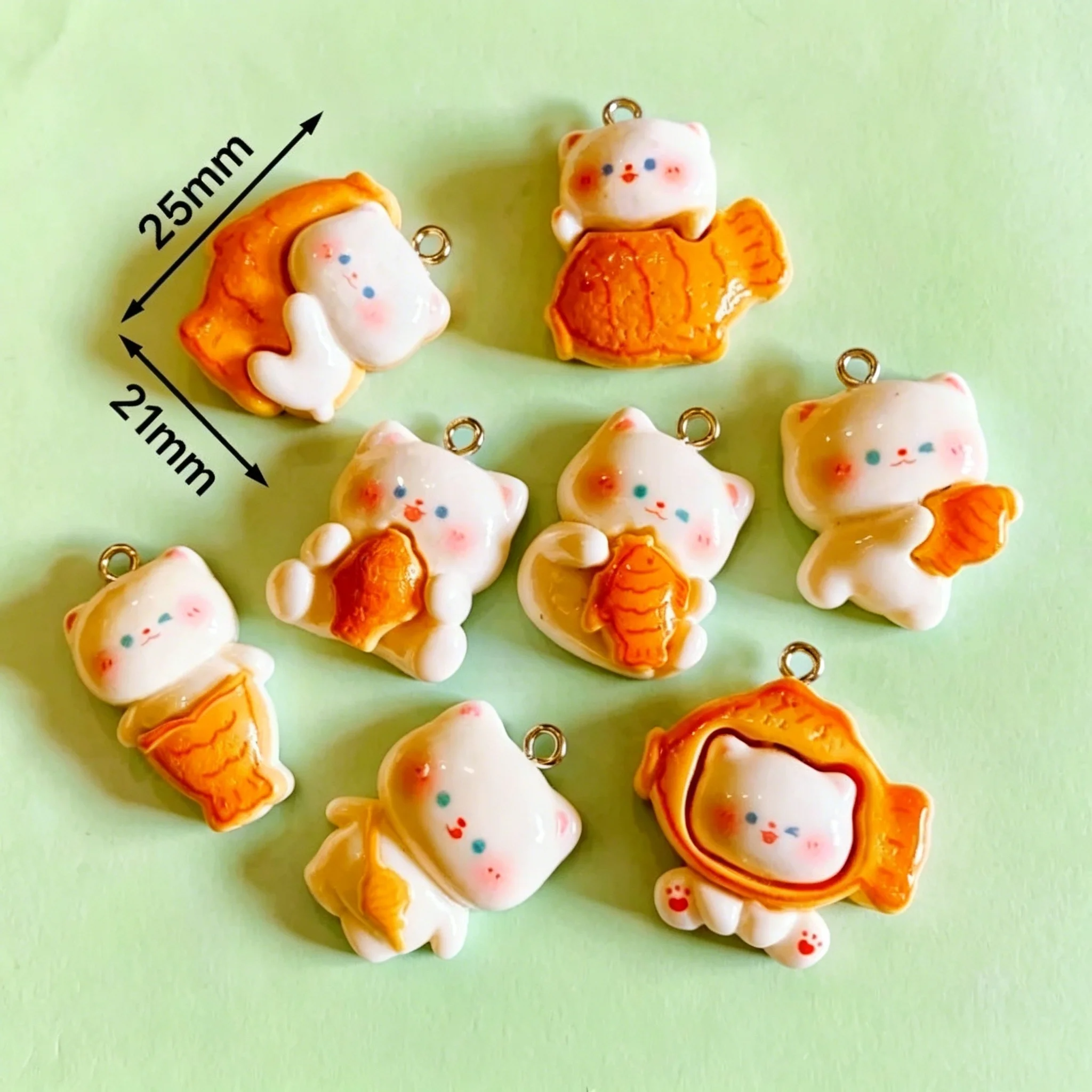 10pcs/lot Cute 3D Taiyaki Cat  - огляд і ціна Resin Craft Material