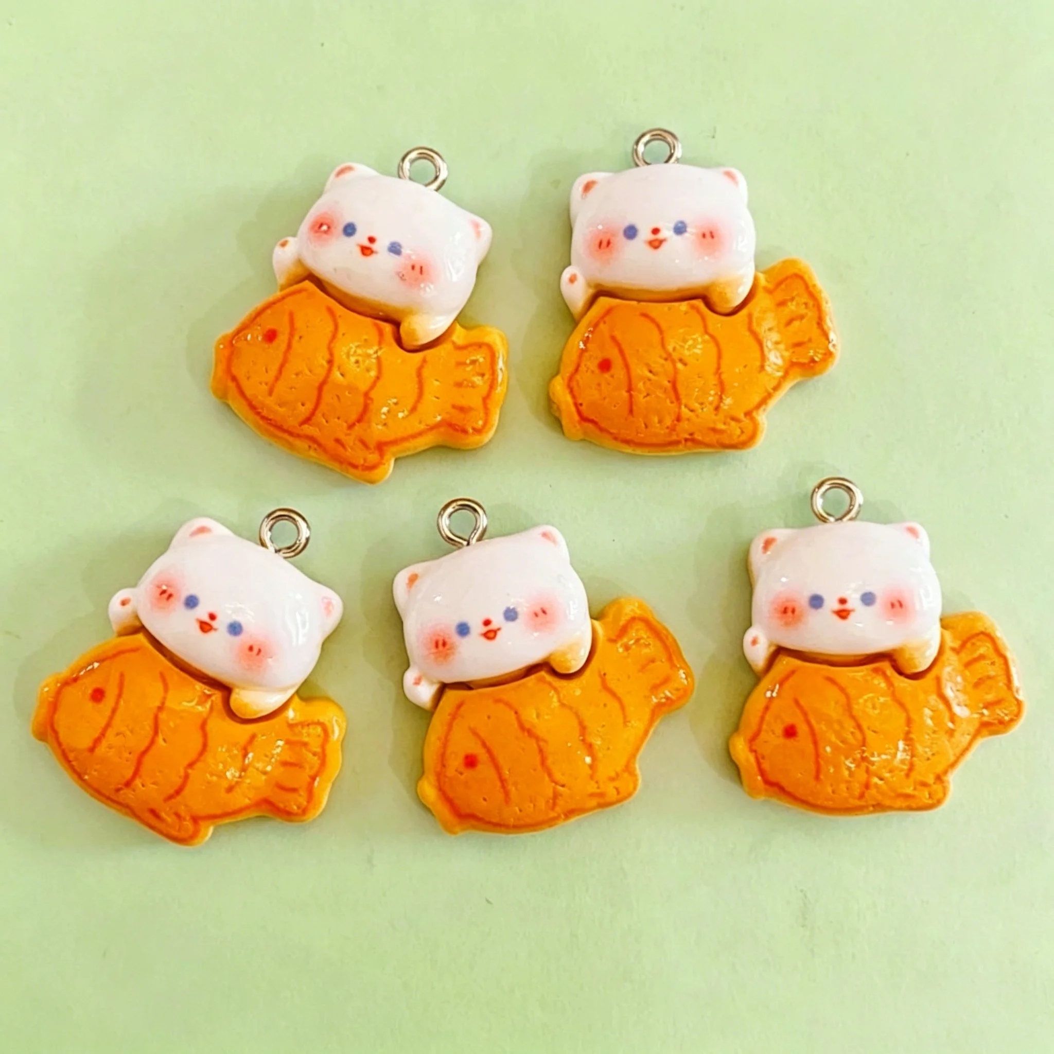 10pcs/lot Cute 3D Taiyaki Cat  - огляд і ціна Resin Craft Material