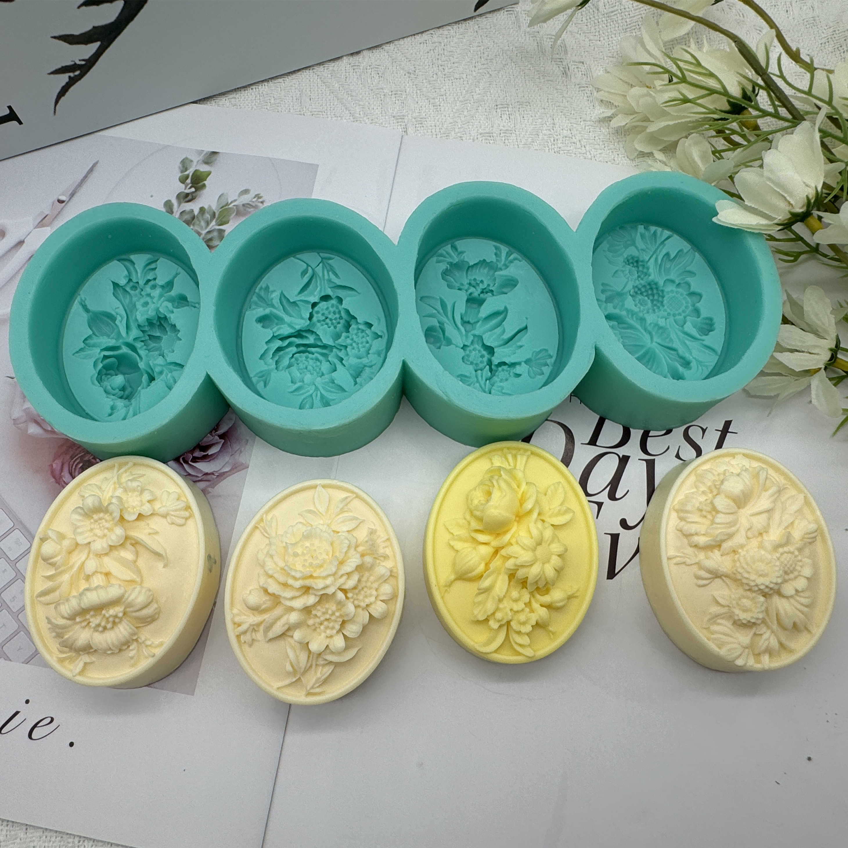 4Cavity Oval Flower 3D Soap Mo - огляд і ціна Resin Craft Ideas